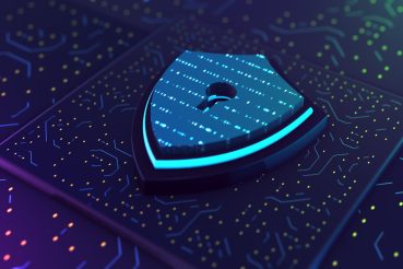 cyber security hologram with digital shield 3D rendering